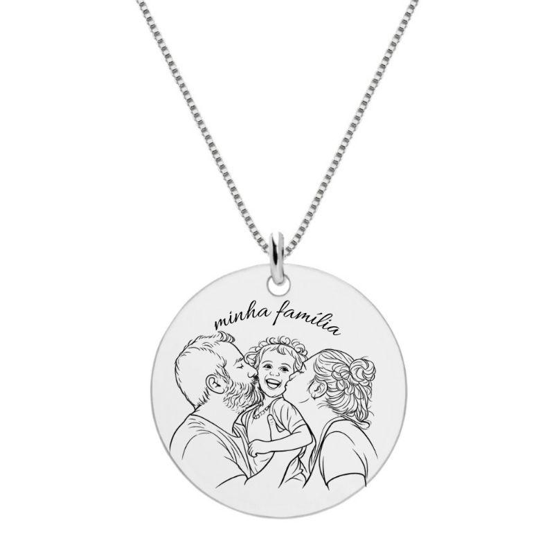 Colar Personalizado Medalha M Contorno Prata