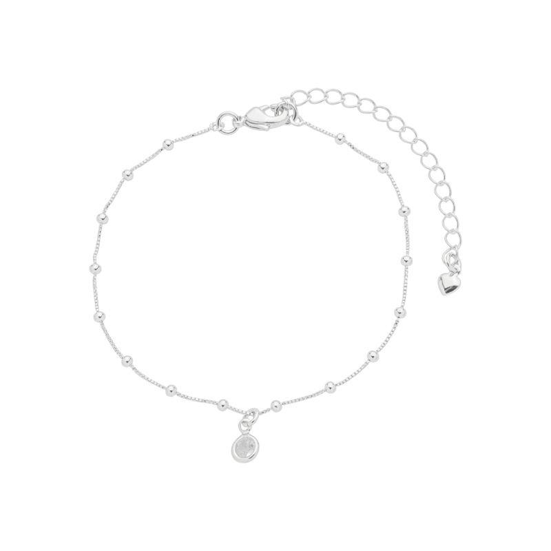 Pulseira Bolinhas e Pingente Cristal Prata