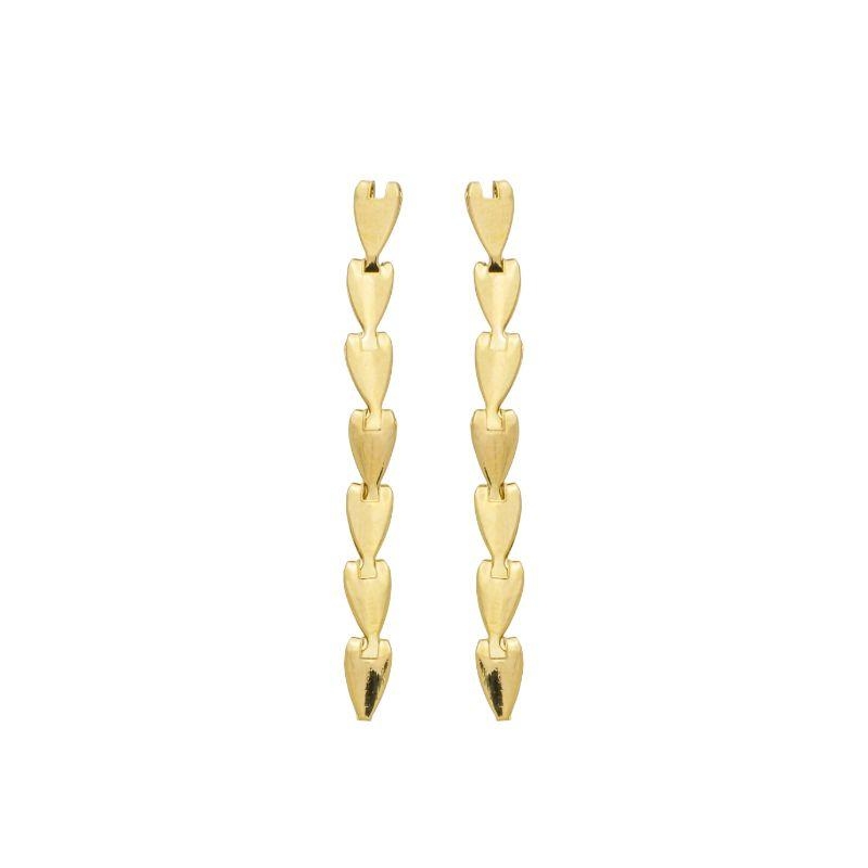 Brinco Cascata Mini Corações Ouro