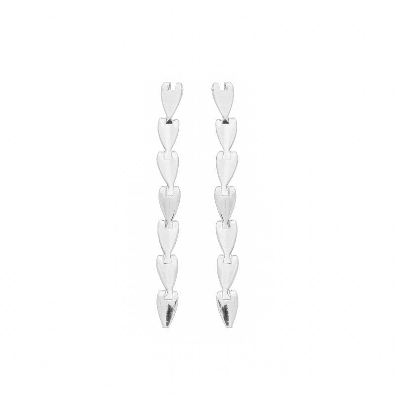 Brinco Cascata Mini Corações Prata