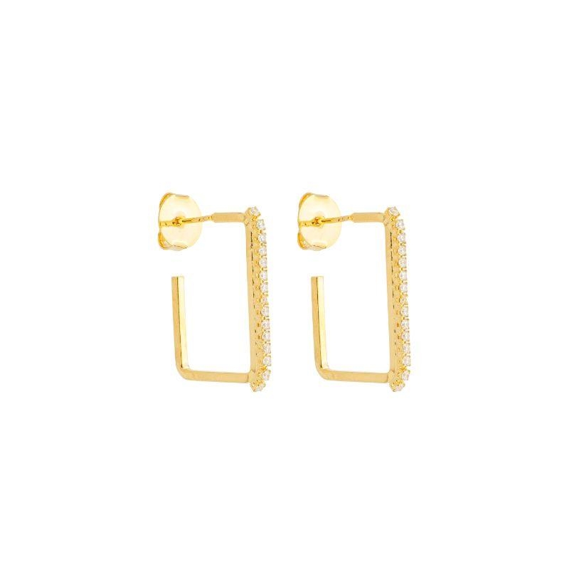 Brinco Retangular Crevejado Ouro