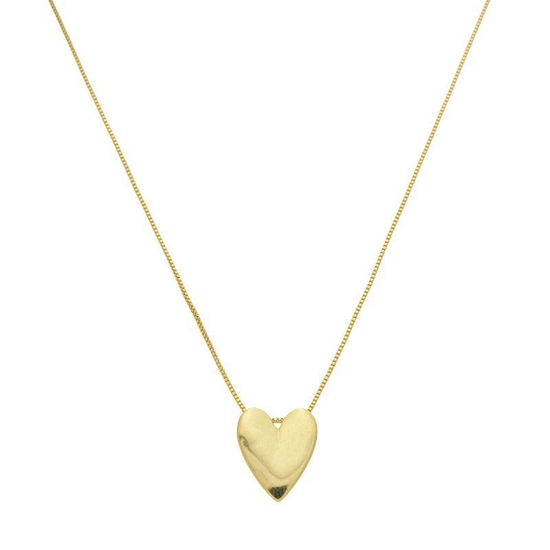 Colar Coração Liso Chapado Ouro