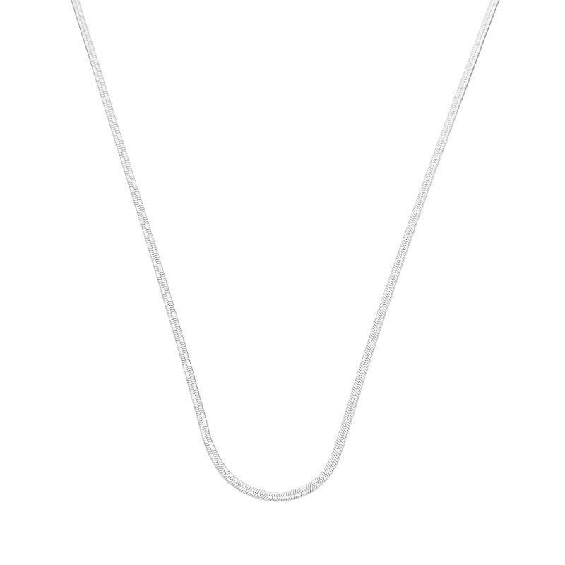 Colar Fita Laminada Fina 40 CM Prata