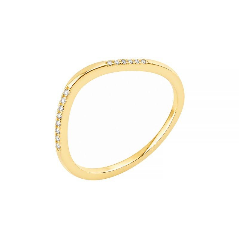 Anel Chevron Cravejado Ouro