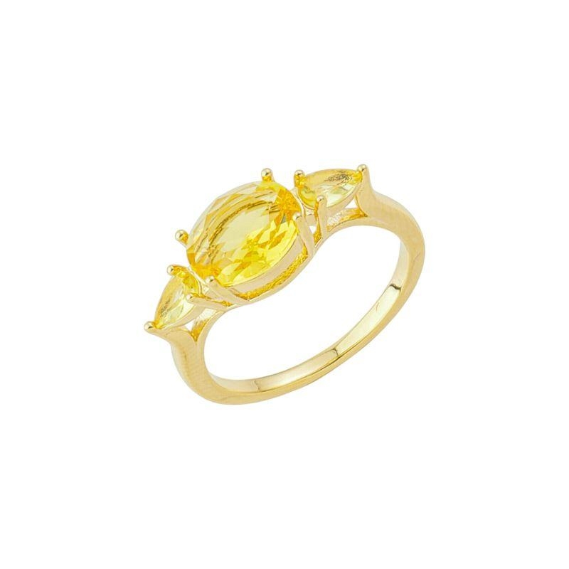 Anel Pedras Amarelas Ouro