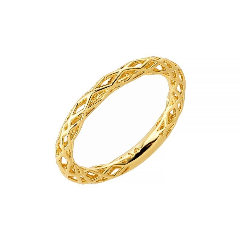 Anel Treliça Vazado Ouro