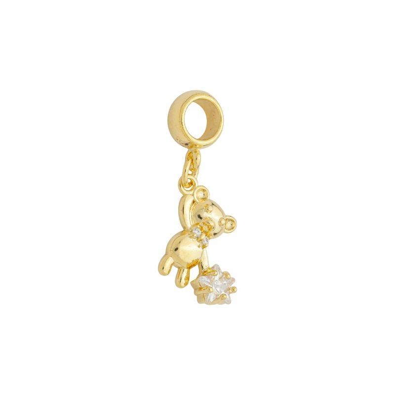 Berloque Urso e Cristal Ouro