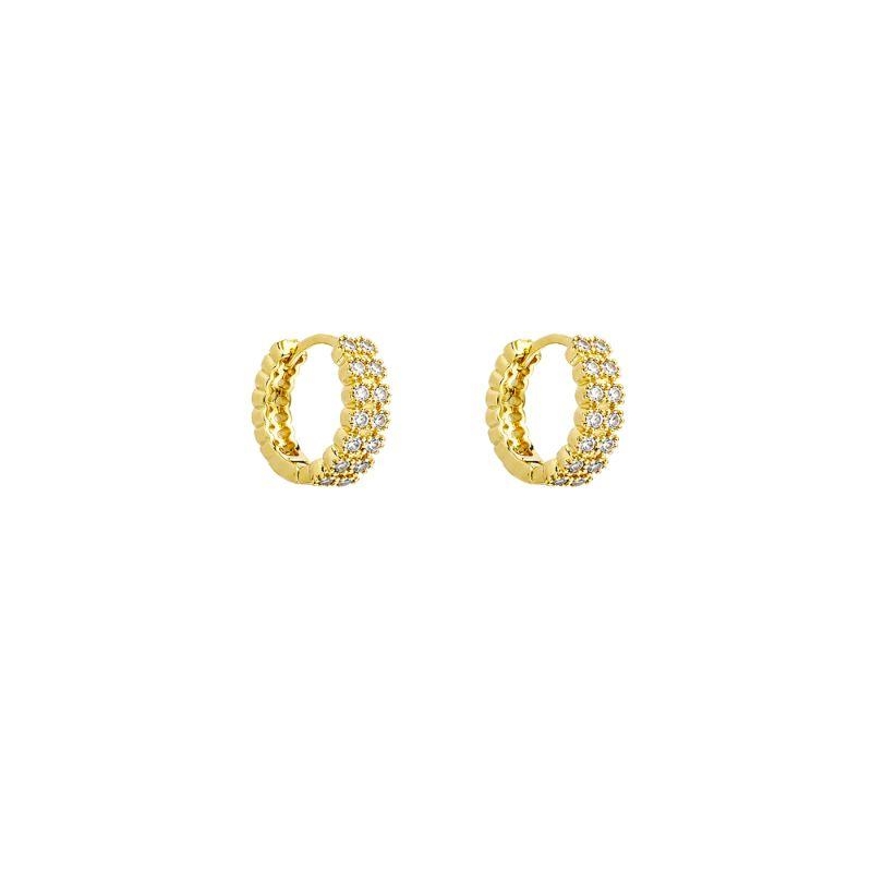 Brinco Argola Luxo Zircônias M Ouro