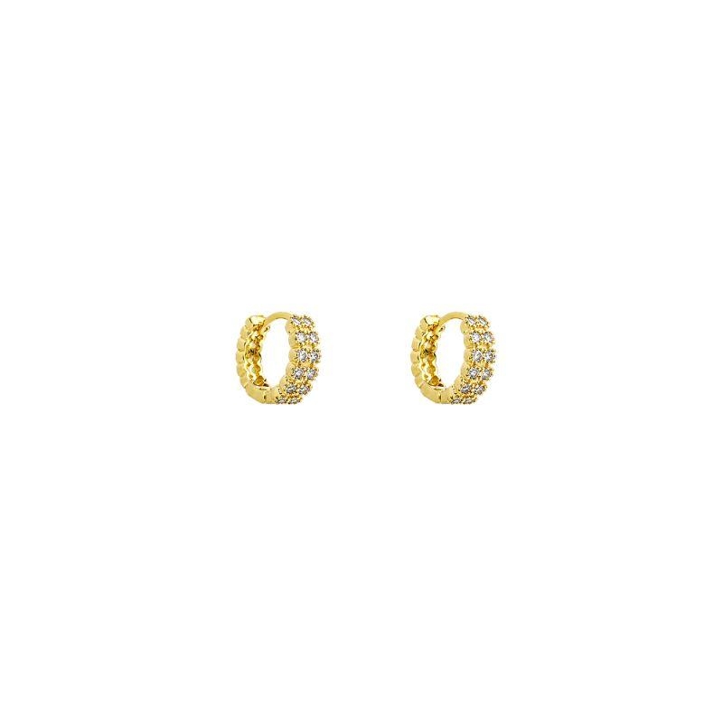 Brinco Argola Luxo Zircônias P Ouro