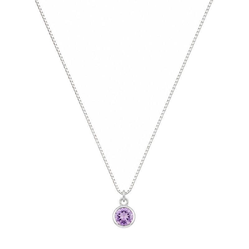 Colar Pingente Cristal Lilás Prata