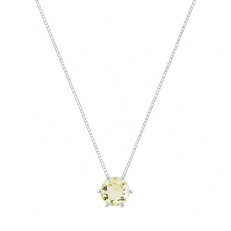 Colar Ponto de Luz Amarelo 9mm Prata