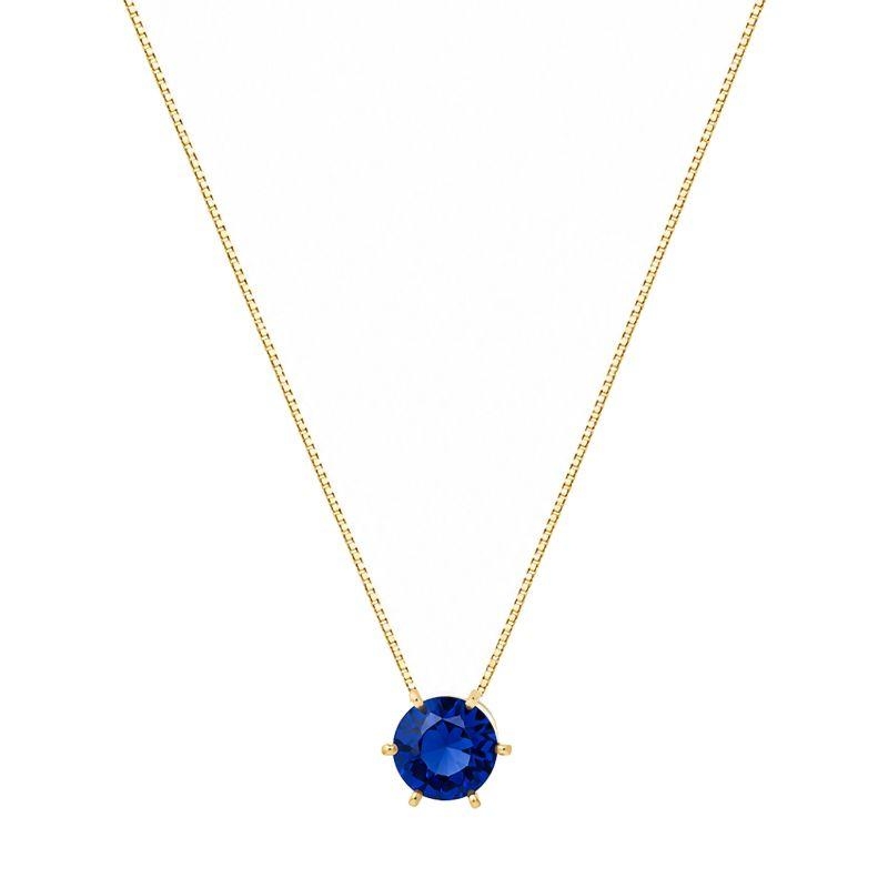 Colar Ponto de Luz Azul 9mm Ouro