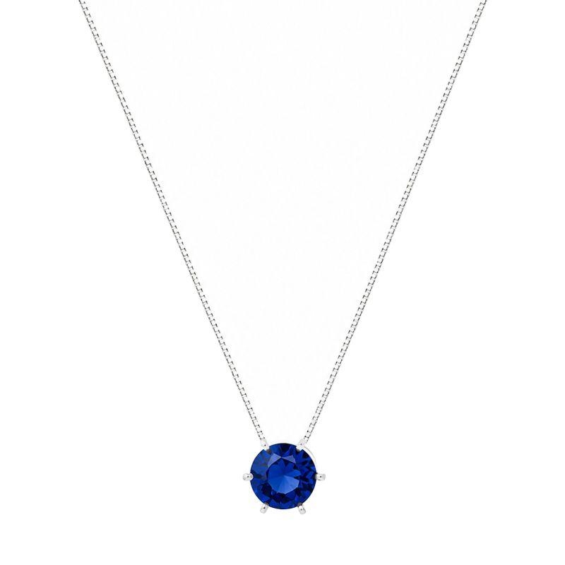Colar Ponto de Luz Azul 9mm Prata