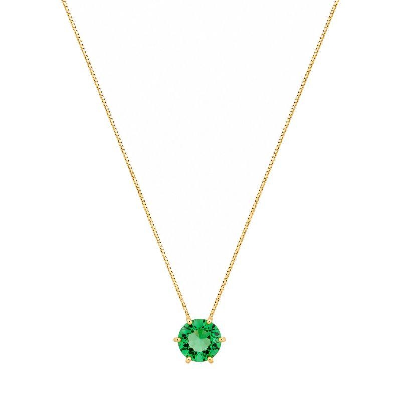 Colar Ponto de Luz Verde 9mm Ouro