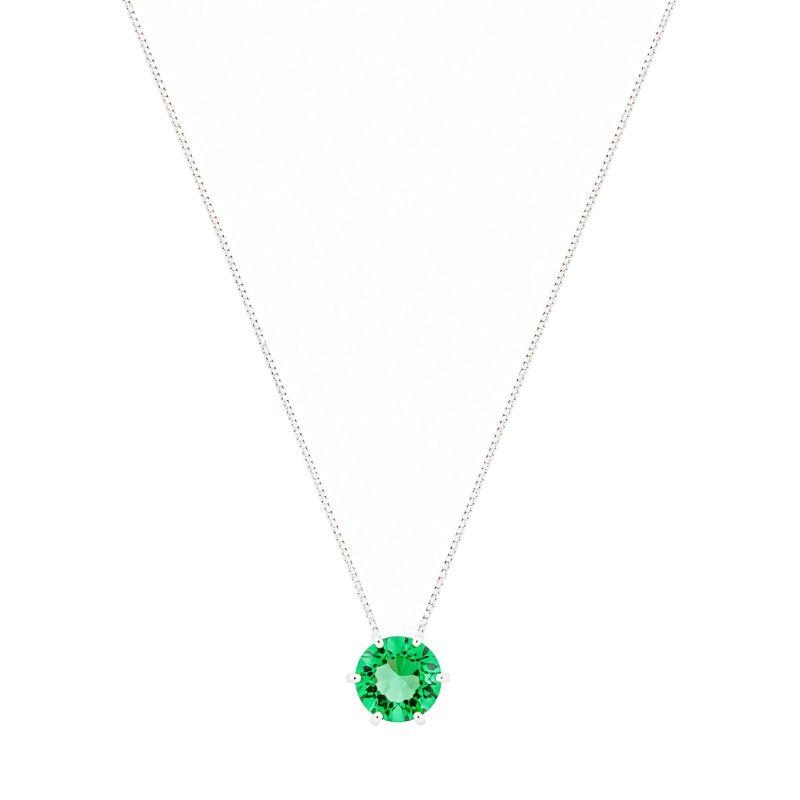 Colar Ponto de Luz Verde 9mm Prata