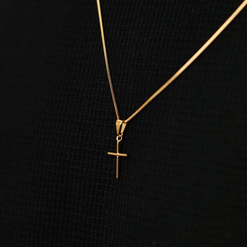 Pingente Cruz Lisa Pequena Masculino Ouro