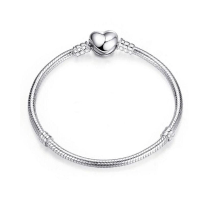 Pulseira de Berloques Coração Liso Prata