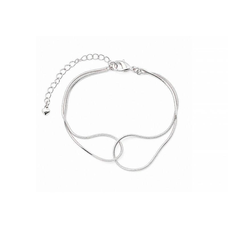 Pulseira Dupla Entrelaçada Prata