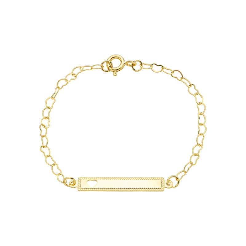 Pulseira Infantil Plaquinha Coração Ouro
