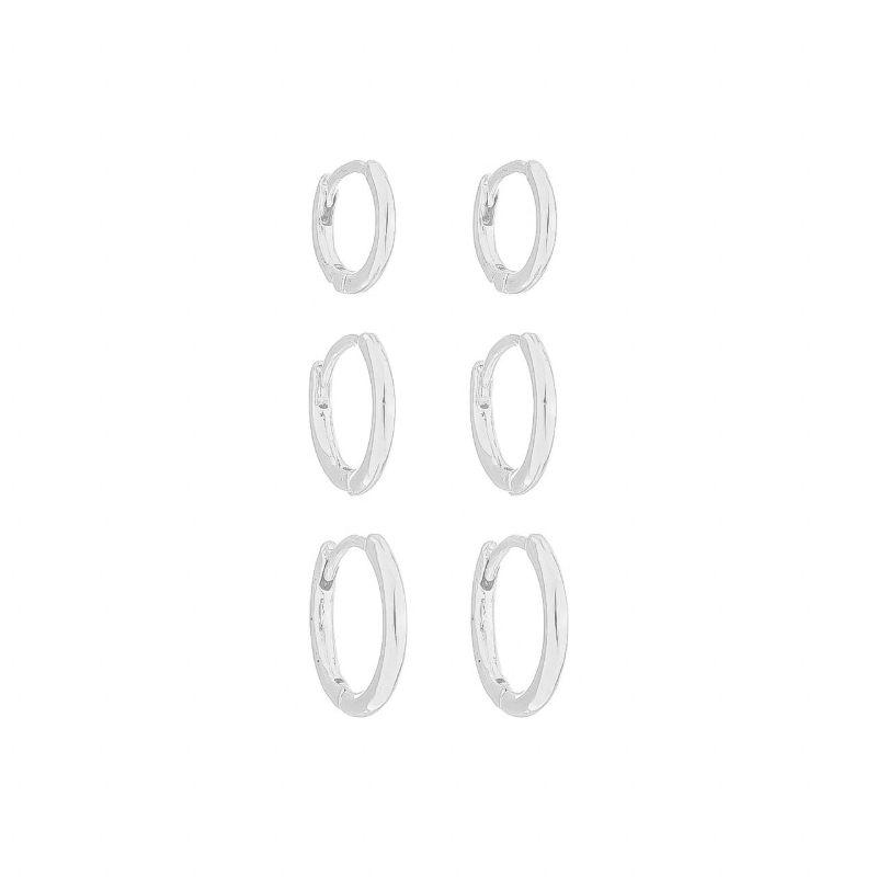 Trio Argolas Lisas Minimalistas Prata