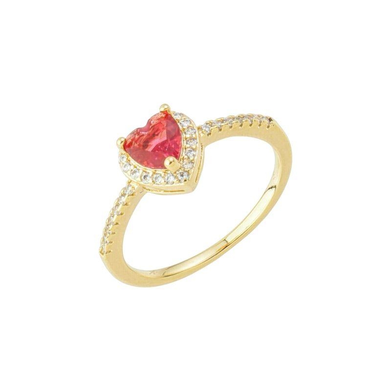 Anel Mini Coração Vermelho Ouro