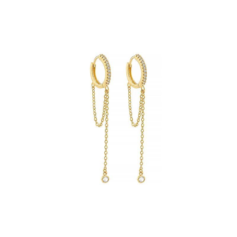 Brinco Argola Corrente Dupla Ouro