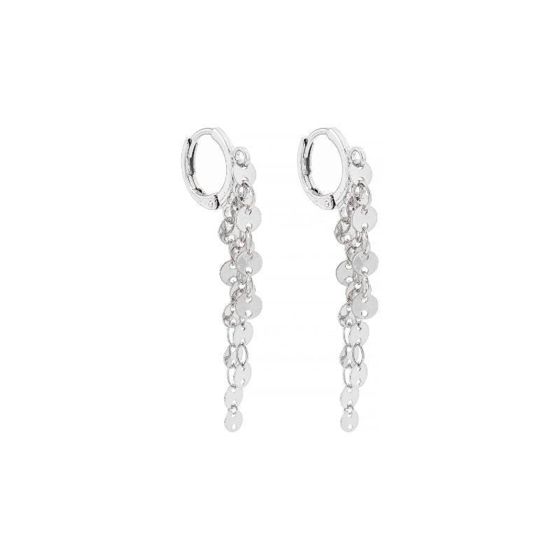 Brinco Argola Medalhas em Cascata Prata