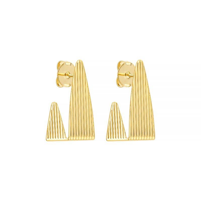 Brinco Argola Trapézio Detalhado Ouro
