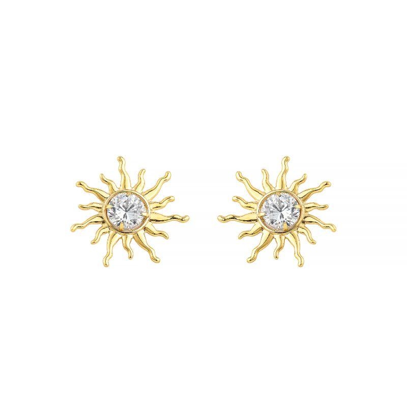 Brinco Sol com Cristal Ouro