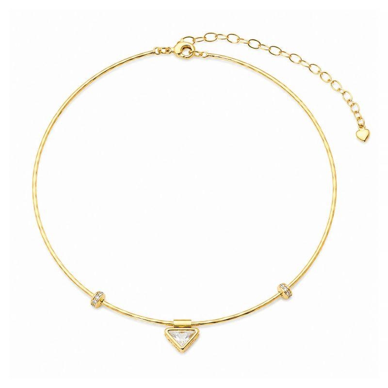 Colar Aro Choker Triângulo Luz Ouro