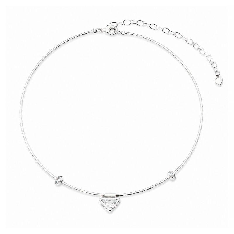 Colar Aro Choker Triângulo Luz Prata