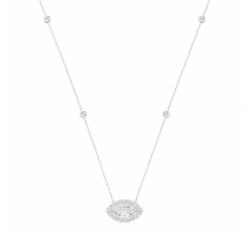 Colar Cristal Navete com Zircônias Prata