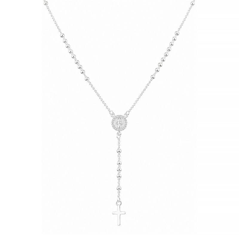 Colar Terço Religioso Prata