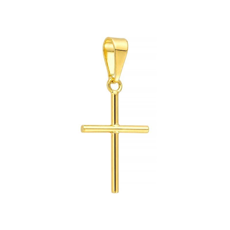 Pingente Cruz Lisa Pequena Masculino Ouro