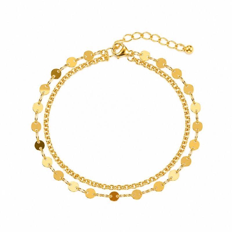 Pulseira Dupla Corrente e Medalhas Ouro