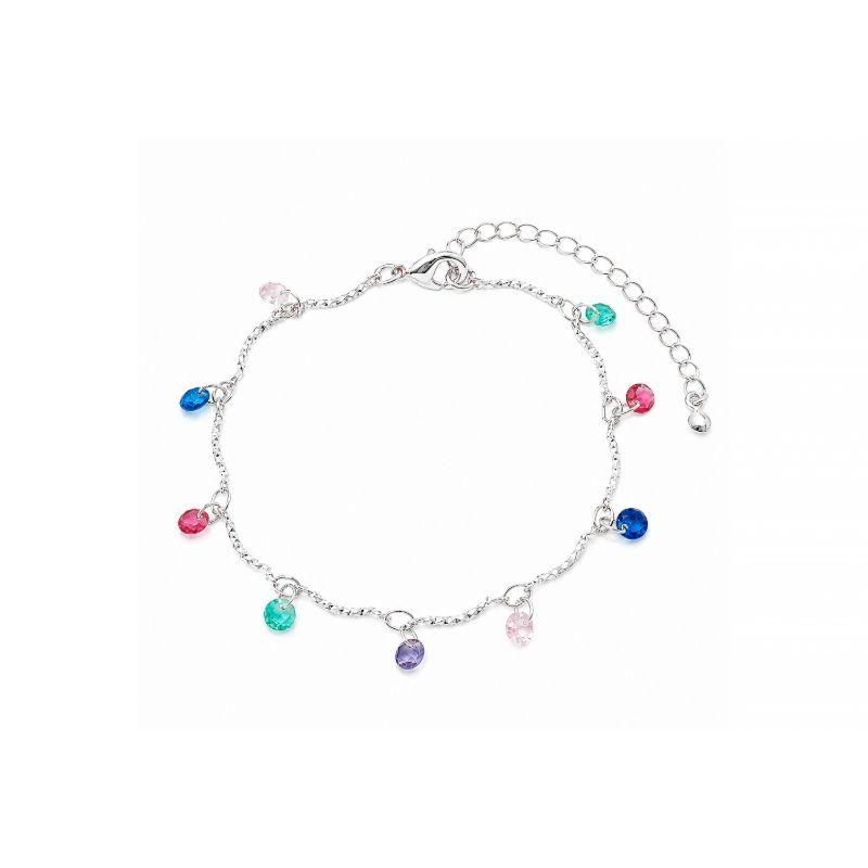 Pulseira Pedrinhas Coloridas Prata