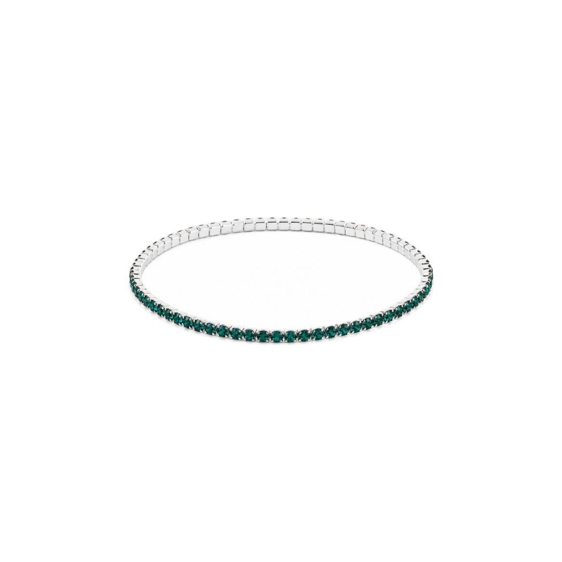 Pulseira Riviera Verde Elástica Prata
