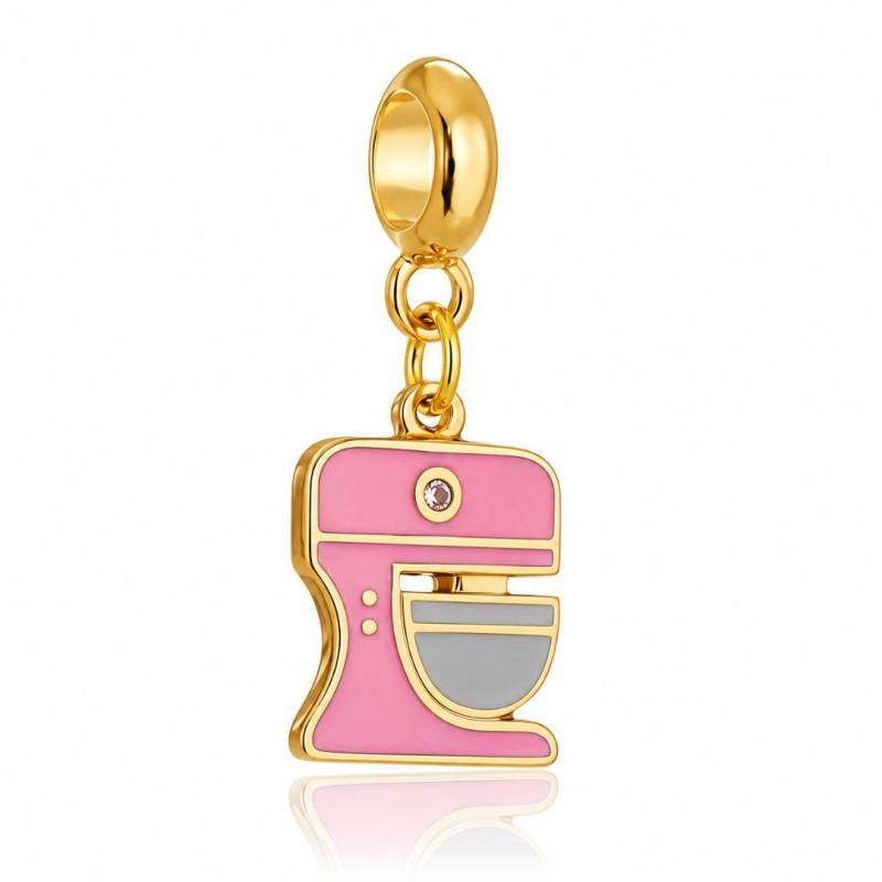 Berloque Batedeira Rosa Plush Ouro