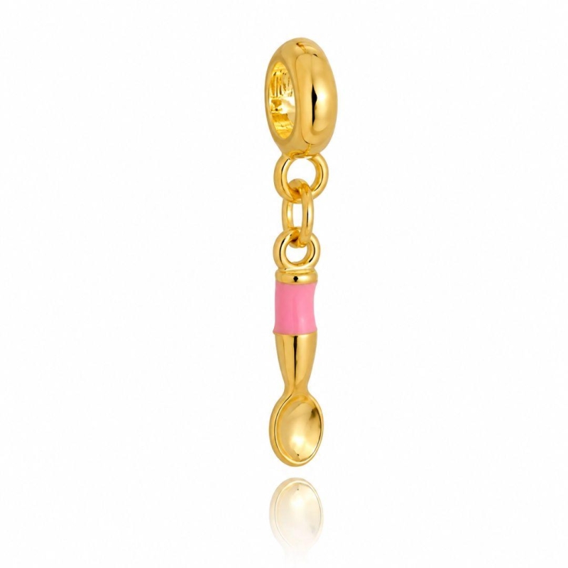 Berloque Colher Rosa Plush Ouro