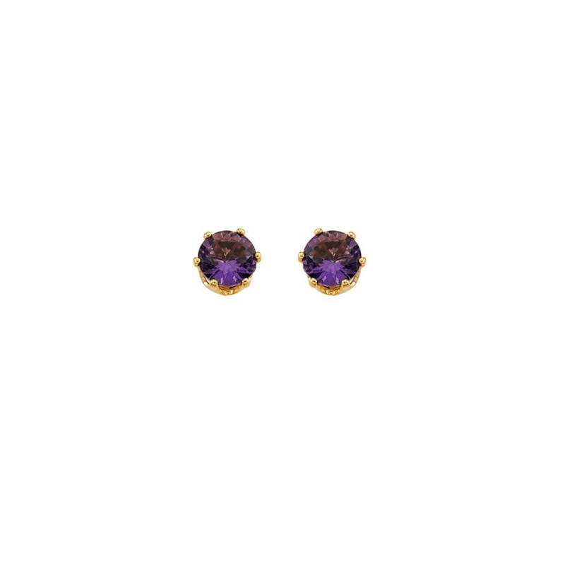 Brinco Ponto de Luz Roxo G Ouro