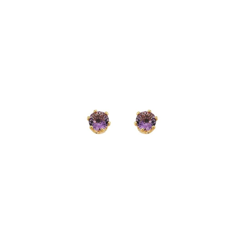 Brinco Ponto de Luz Roxo M Ouro