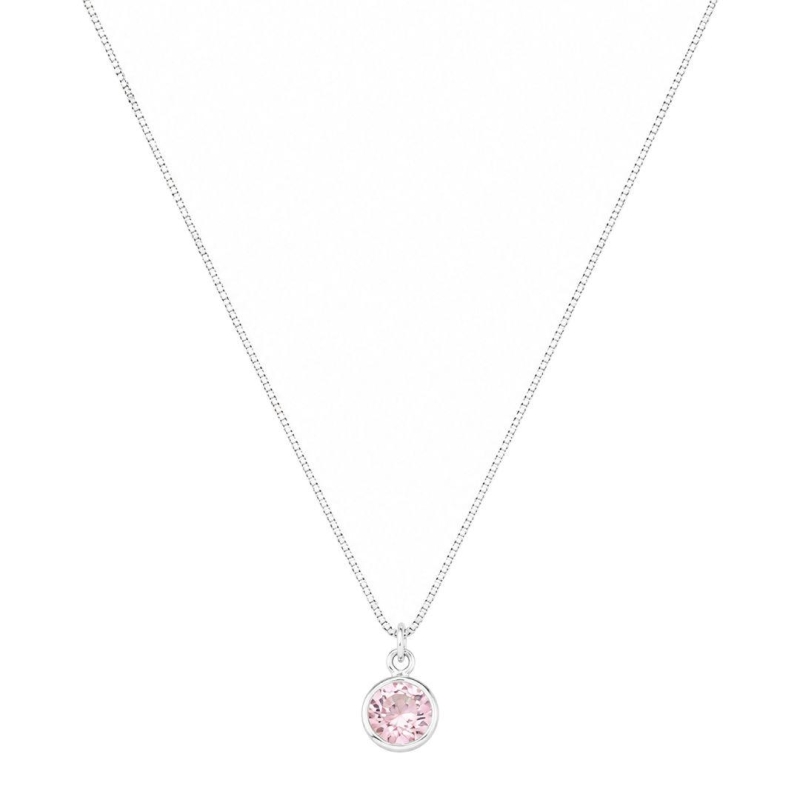 Colar Pingente Cristal Rosa Prata