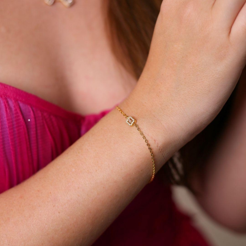 Pulseira Geométrica com Zircônias Ouro