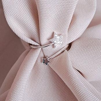 Anel Ajustável Estrelas Prata