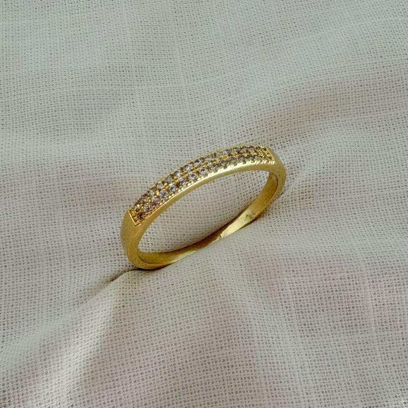 Anel Aparador Brilhante Duplo Ouro