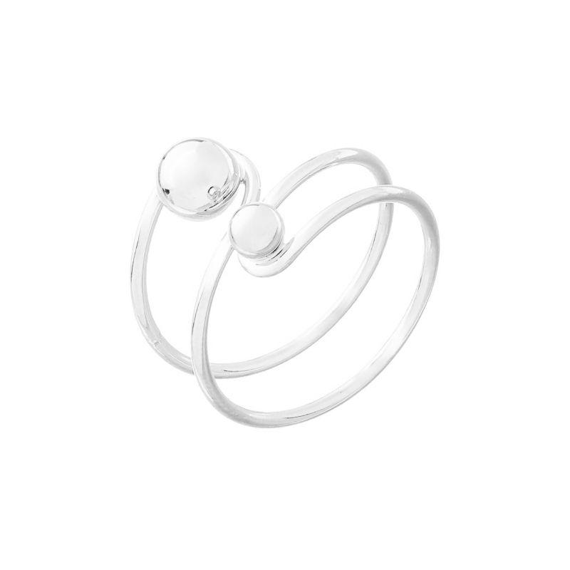 Anel Esferas Invertidas Ajustável Prata