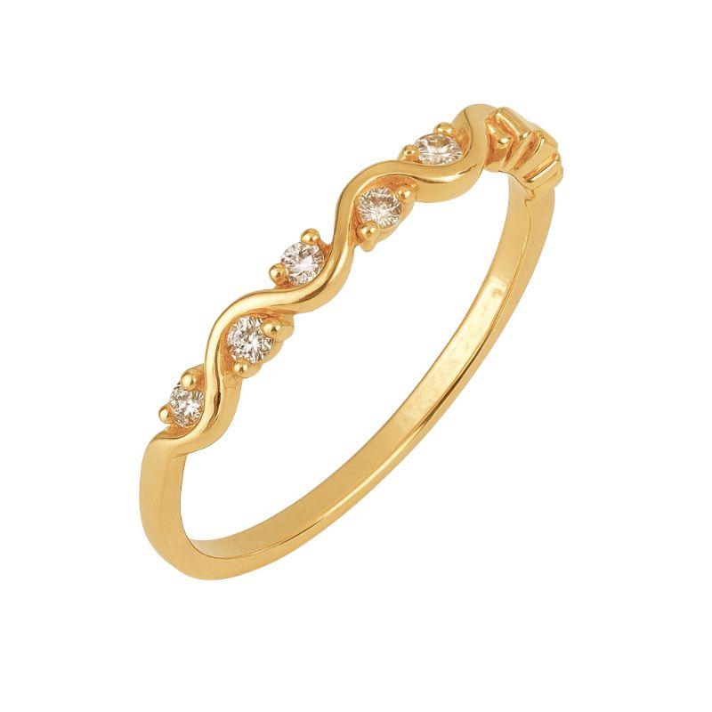 Anel Ondas de Zircônias Ouro