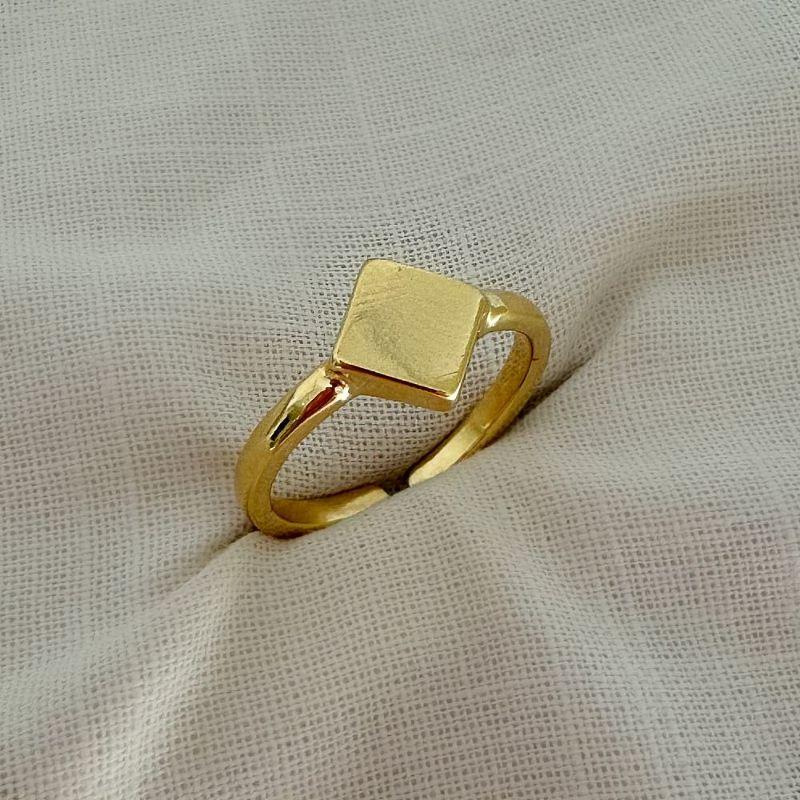 Anel Signet Losango Regulável Ouro