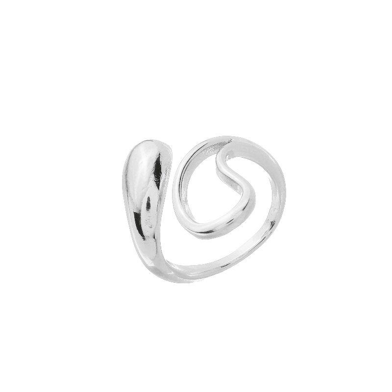 Anel Vazado Orgânico Ajustável Prata