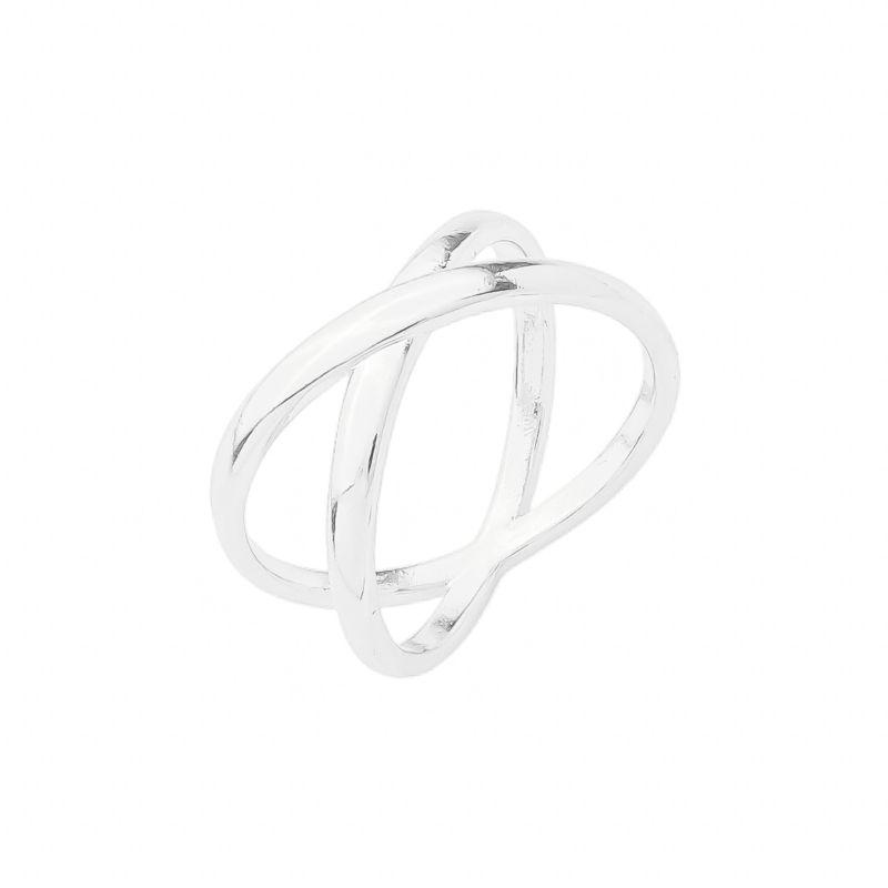 Anel X Liso Prata